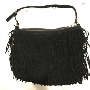 Nine West BlackFringed Faux Suede Purse